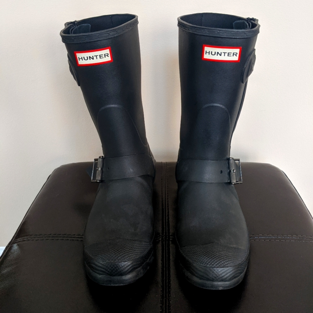 Short Black Hunter Buckle Boots